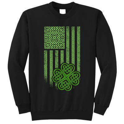 St Patrick's Day Celtic Shamrock US American Flag Tall Sweatshirt