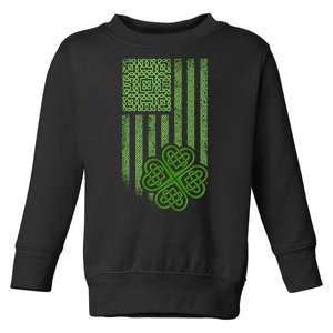 St Patrick's Day Celtic Shamrock US American Flag Toddler Sweatshirt