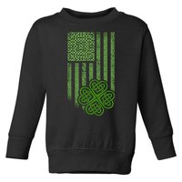 St Patrick's Day Celtic Shamrock US American Flag Toddler Sweatshirt