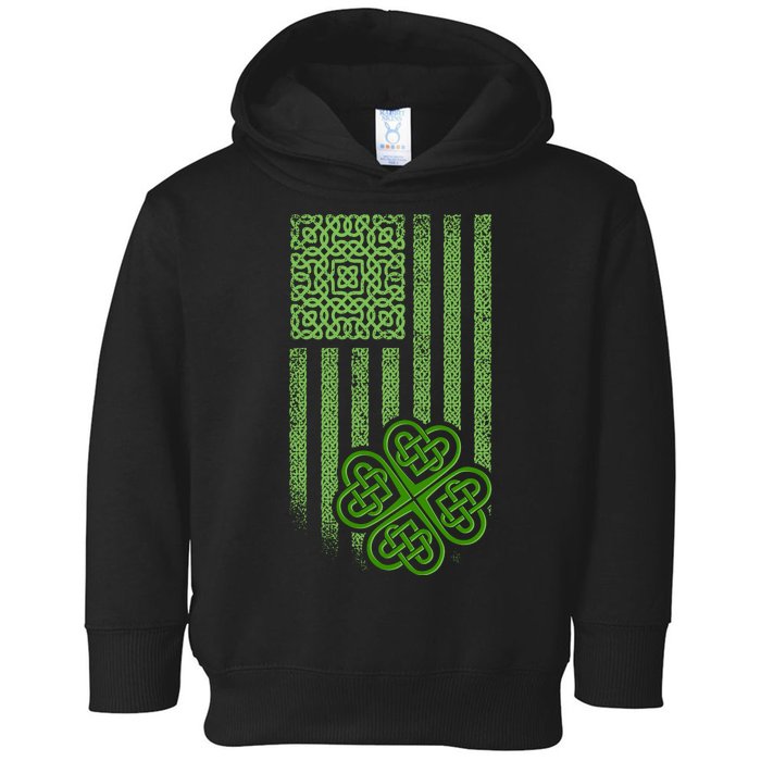 St Patrick's Day Celtic Shamrock US American Flag Toddler Hoodie