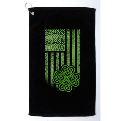 St Patrick's Day Celtic Shamrock US American Flag Platinum Collection Golf Towel