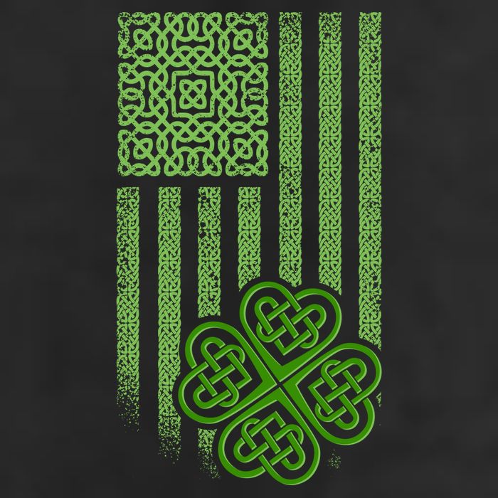 St Patrick's Day Celtic Shamrock US American Flag Golf Towel