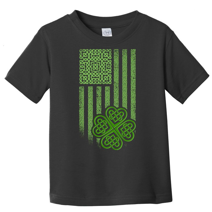 St Patrick's Day Celtic Shamrock US American Flag Toddler T-Shirt