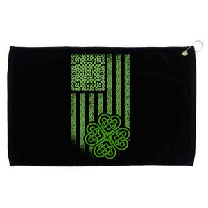 St Patrick's Day Celtic Shamrock US American Flag Grommeted Golf Towel