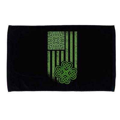 St Patrick's Day Celtic Shamrock US American Flag Microfiber Hand Towel