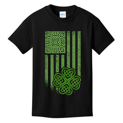 St Patrick's Day Celtic Shamrock US American Flag Kids T-Shirt