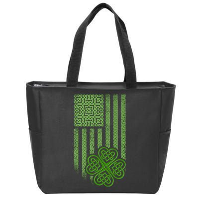 St Patrick's Day Celtic Shamrock US American Flag Zip Tote Bag