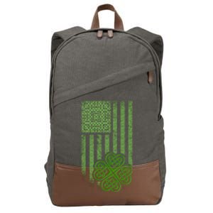 St Patrick's Day Celtic Shamrock US American Flag Cotton Canvas Backpack