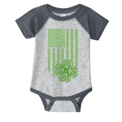 St Patrick's Day Celtic Shamrock US American Flag Infant Baby Jersey Bodysuit