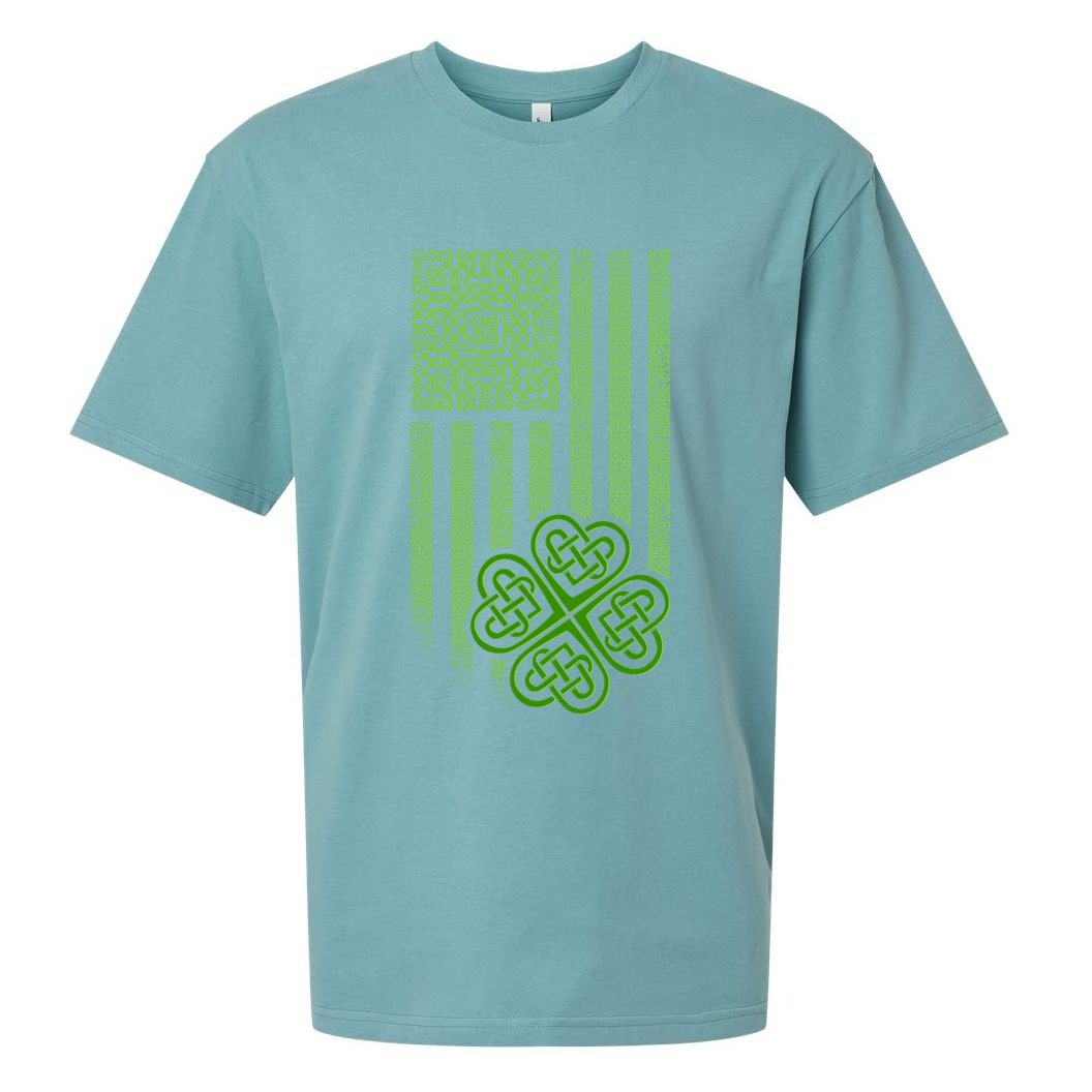 St Patrick's Day Celtic Shamrock US American Flag Sueded Cloud Jersey T-Shirt