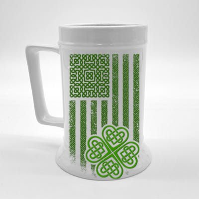 St Patrick's Day Celtic Shamrock US American Flag Beer Stein