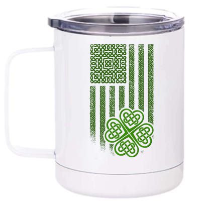 St Patrick's Day Celtic Shamrock US American Flag 12 oz Stainless Steel Tumbler Cup