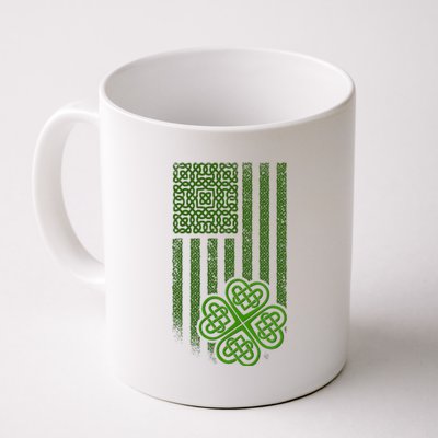 St Patrick's Day Celtic Shamrock US American Flag Coffee Mug