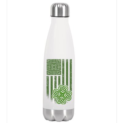 St Patrick's Day Celtic Shamrock US American Flag Stainless Steel Insulated Water Bottle