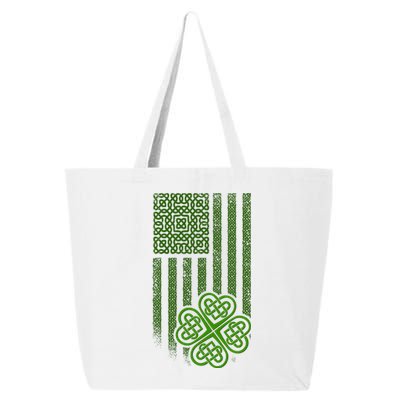 St Patrick's Day Celtic Shamrock US American Flag 25L Jumbo Tote