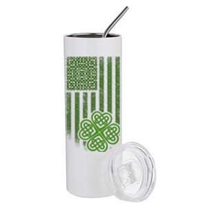 St Patrick's Day Celtic Shamrock US American Flag Stainless Steel Tumbler