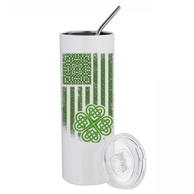 St Patrick's Day Celtic Shamrock US American Flag Stainless Steel Tumbler