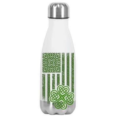 St Patrick's Day Celtic Shamrock US American Flag Stainless Steel Insulated Water Bottle