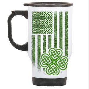 St Patrick's Day Celtic Shamrock US American Flag Stainless Steel Travel Mug