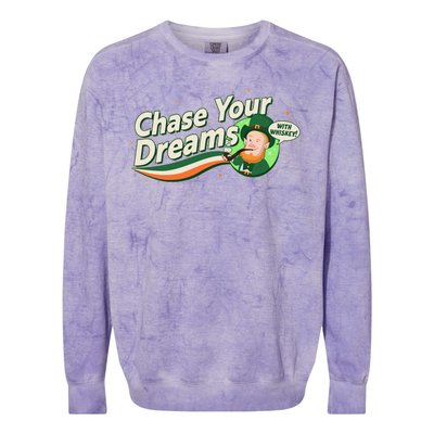 St Patrick's Day Chase Your Dreams With Whiskey Colorblast Crewneck Sweatshirt