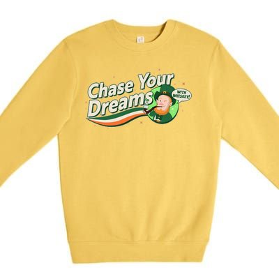 St Patrick's Day Chase Your Dreams With Whiskey Premium Crewneck Sweatshirt