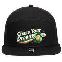 St Patrick's Day Chase Your Dreams With Whiskey 7 Panel Mesh Trucker Snapback Hat