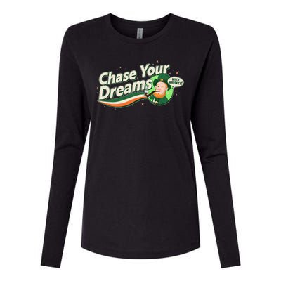 St Patrick's Day Chase Your Dreams With Whiskey Womens Cotton Relaxed Long Sleeve T-Shirt