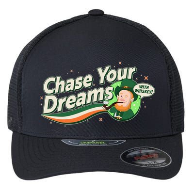 St Patrick's Day Chase Your Dreams With Whiskey Flexfit Unipanel Trucker Cap