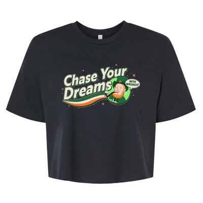 St Patrick's Day Chase Your Dreams With Whiskey Bella+Canvas Jersey Crop Tee