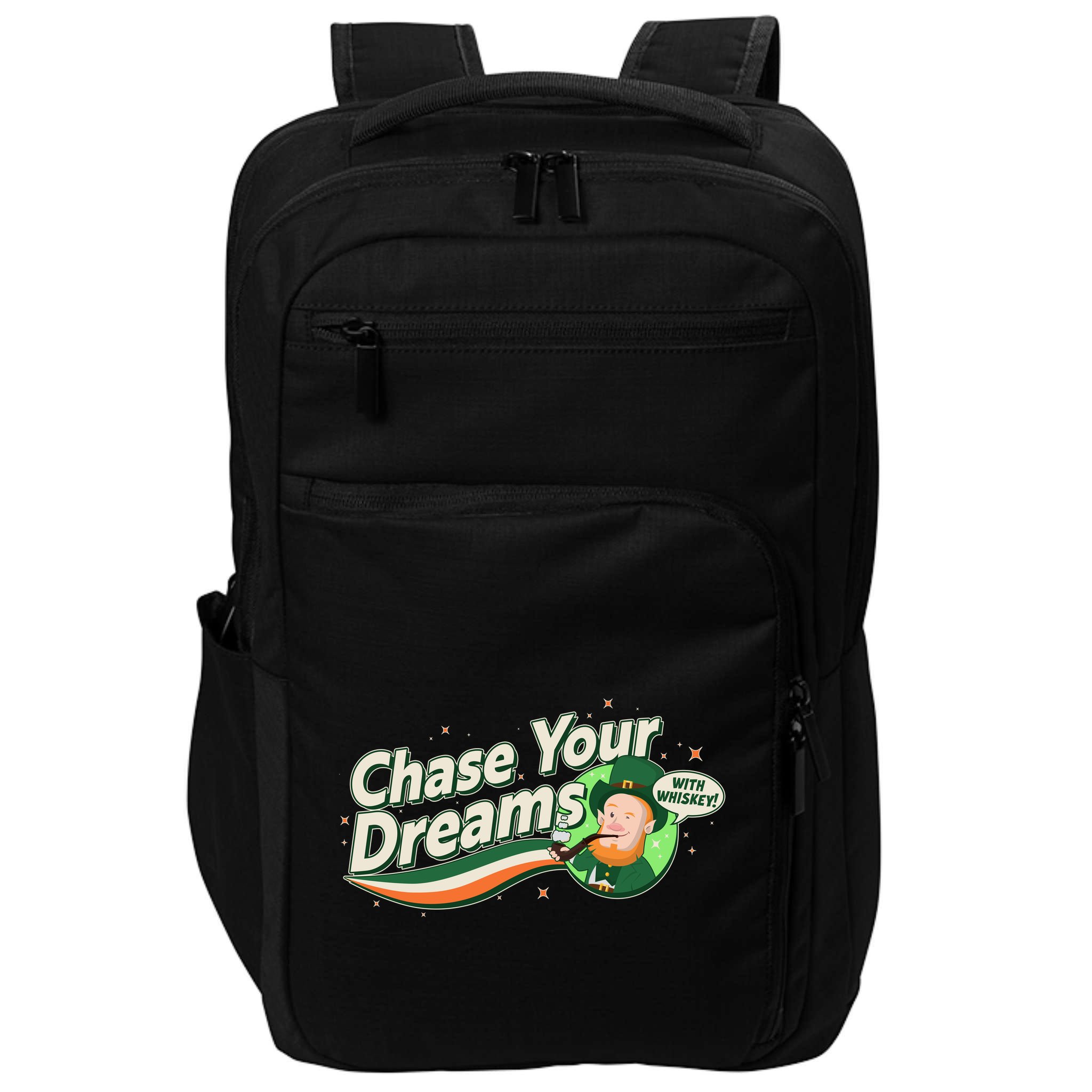 St Patrick's Day Chase Your Dreams With Whiskey Impact Tech Backpack