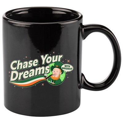 St Patrick's Day Chase Your Dreams With Whiskey 11oz C Handle Ceramic Mug