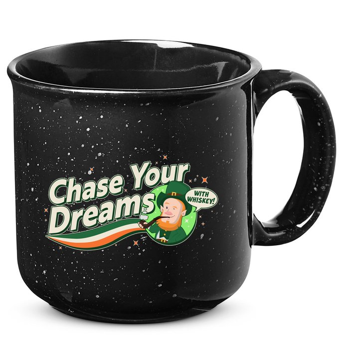 St Patrick's Day Chase Your Dreams With Whiskey 15oz Campfire Ceramic Mug