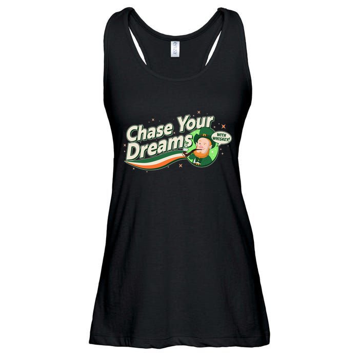 St Patrick's Day Chase Your Dreams With Whiskey Ladies Essential Flowy Tank