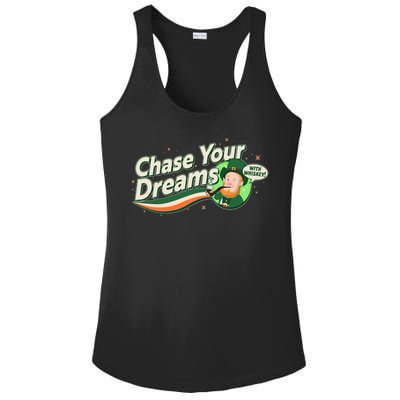 St Patrick's Day Chase Your Dreams With Whiskey Ladies PosiCharge Competitor Racerback Tank