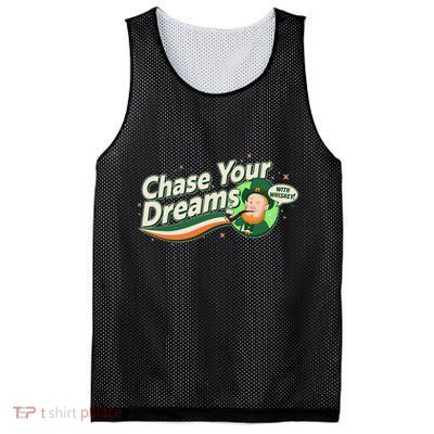 St Patrick's Day Chase Your Dreams With Whiskey Mesh Reversible Basketball Jersey Tank