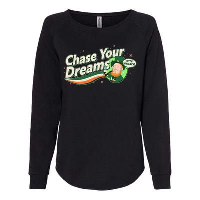 St Patrick's Day Chase Your Dreams With Whiskey Womens California Wash Sweatshirt