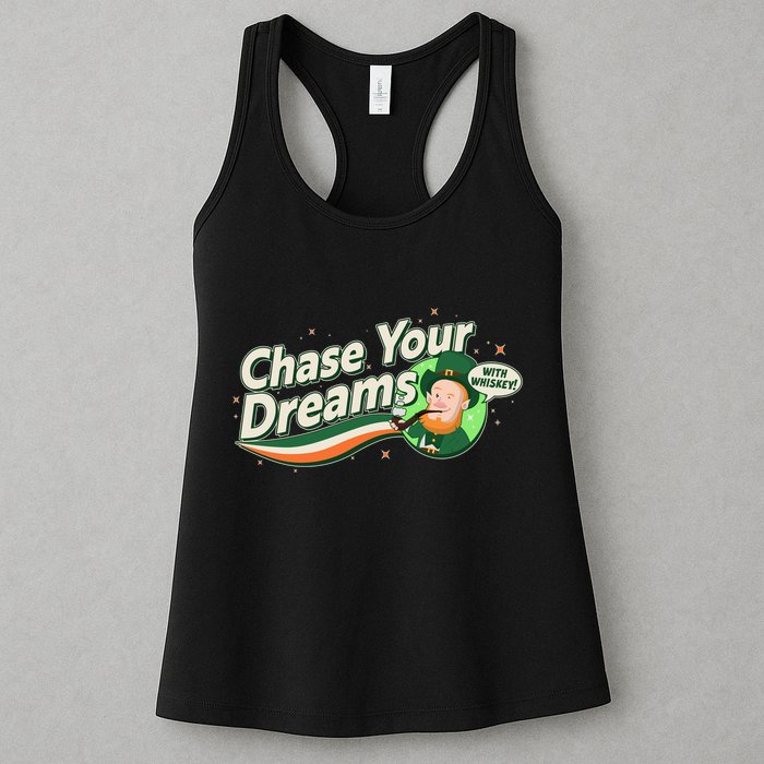 St Patrick's Day Chase Your Dreams With Whiskey Womens Tank Top