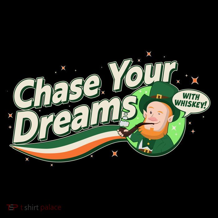 St Patrick's Day Chase Your Dreams With Whiskey Pom Pom 12in Knit Beanie
