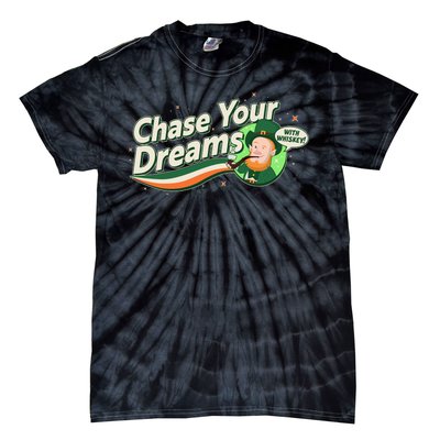 St Patrick's Day Chase Your Dreams With Whiskey Tie-Dye T-Shirt