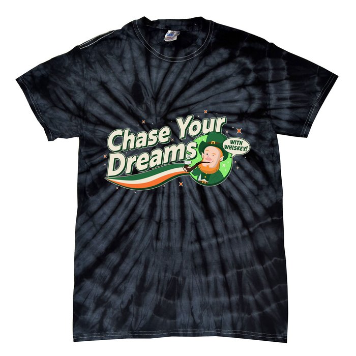 St Patrick's Day Chase Your Dreams With Whiskey Tie-Dye T-Shirt