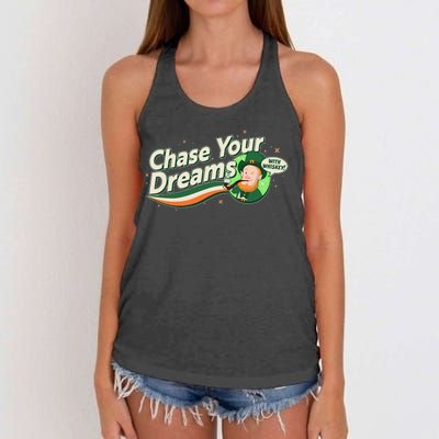 St Patrick's Day Chase Your Dreams With Whiskey Women's Knotted Racerback Tank