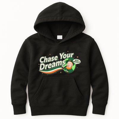 St Patrick's Day Chase Your Dreams With Whiskey Kids Hoodie