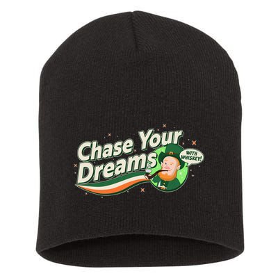 St Patrick's Day Chase Your Dreams With Whiskey Short Acrylic Beanie