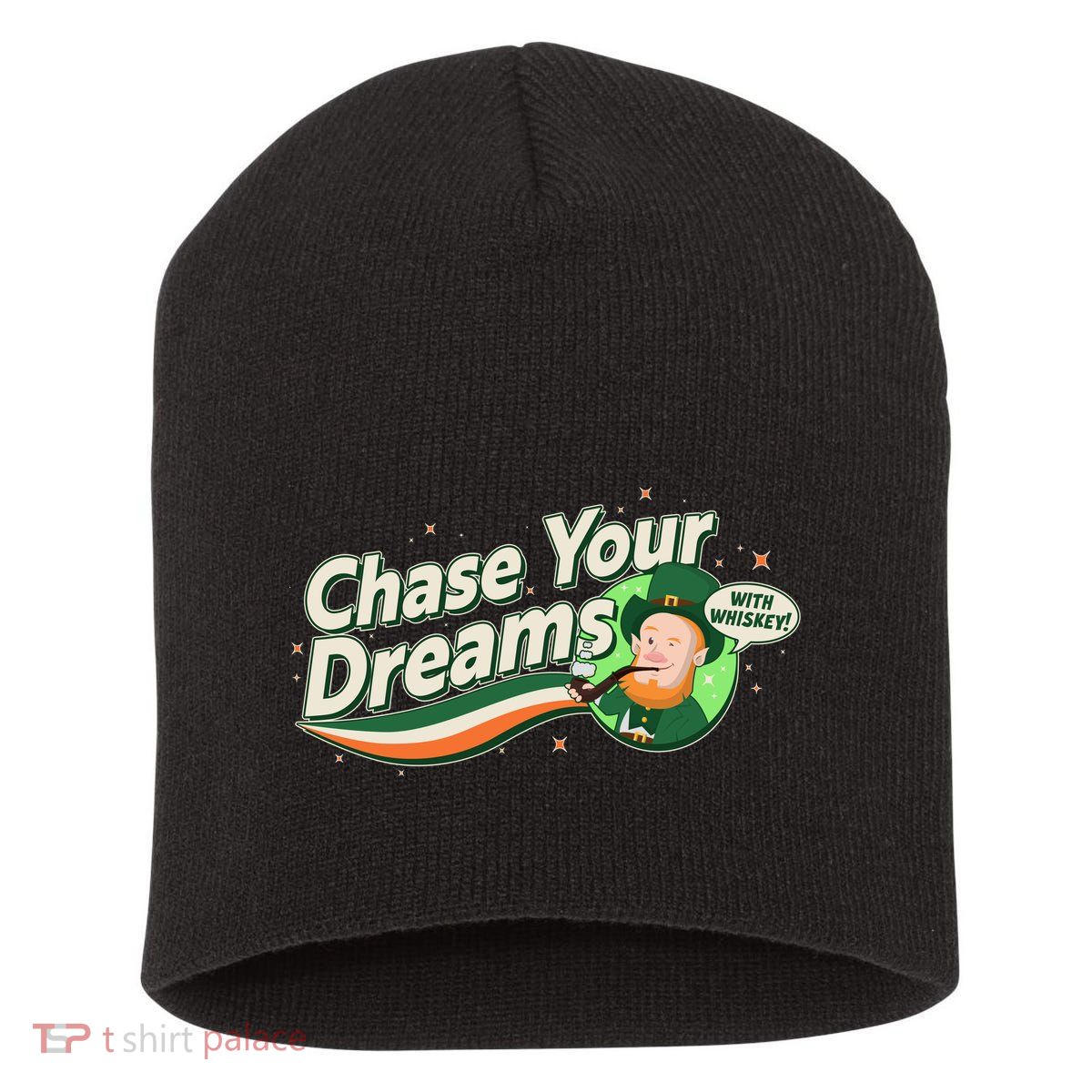 St Patrick's Day Chase Your Dreams With Whiskey Short Acrylic Beanie