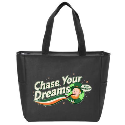 St Patrick's Day Chase Your Dreams With Whiskey Zip Tote Bag
