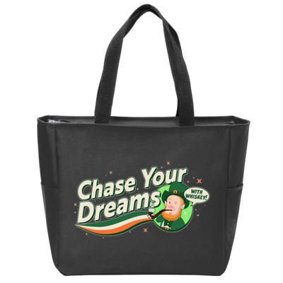 St Patrick's Day Chase Your Dreams With Whiskey Zip Tote Bag