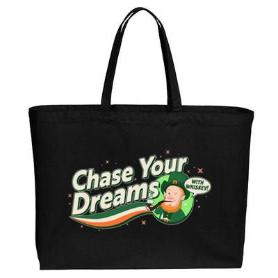 St Patrick's Day Chase Your Dreams With Whiskey Cotton Canvas Jumbo Tote