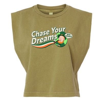 St Patrick's Day Chase Your Dreams With Whiskey Garment-Dyed Women's Muscle Tee