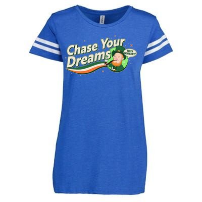 St Patrick's Day Chase Your Dreams With Whiskey Enza Ladies Jersey Football T-Shirt