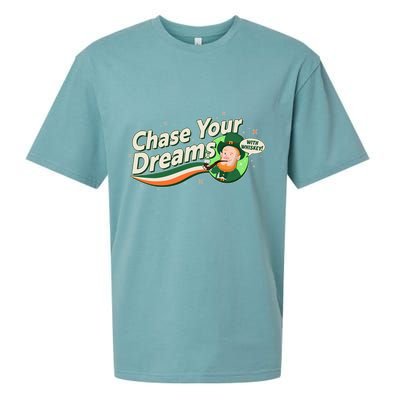 St Patrick's Day Chase Your Dreams With Whiskey Sueded Cloud Jersey T-Shirt